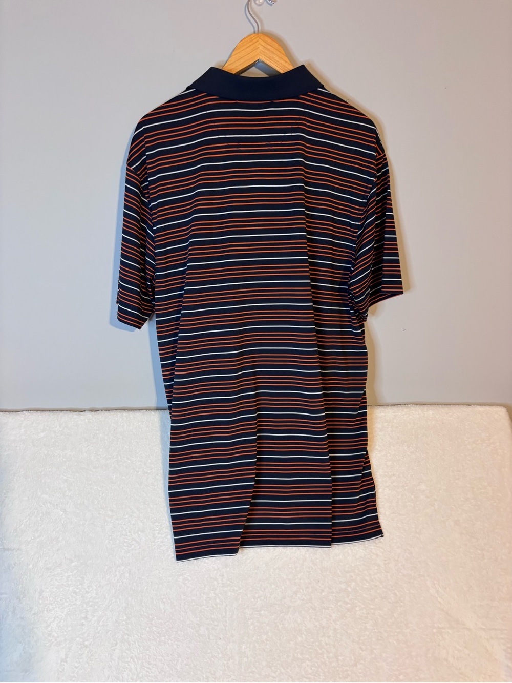 Auburn Men's Navy and Orange Striped Polo Shirt Athleisure Size XL - Picture 6 of 8